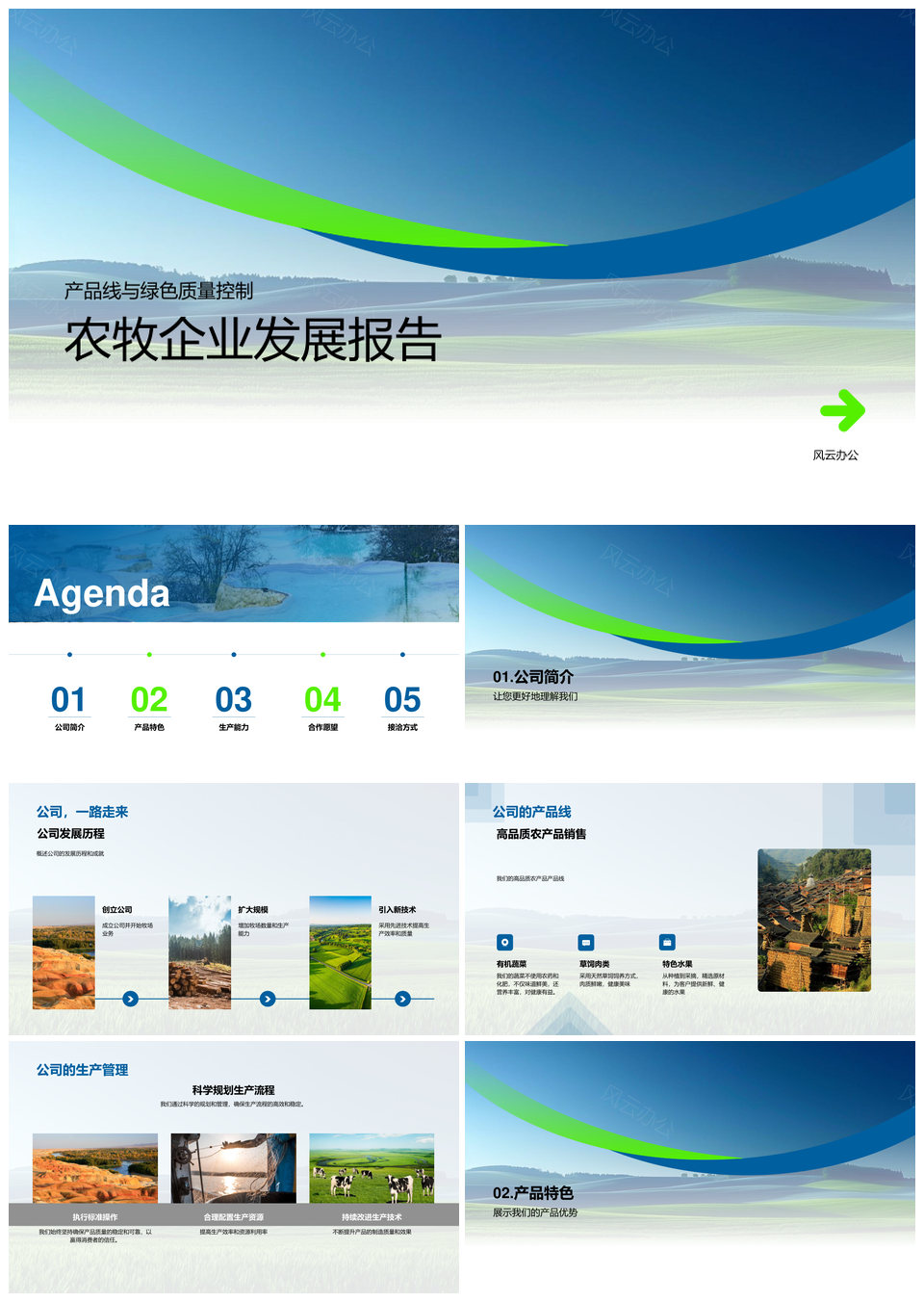 农牧企业绿色质控产品线生产管理发展历程销售经理合作伙伴报告PPT模板