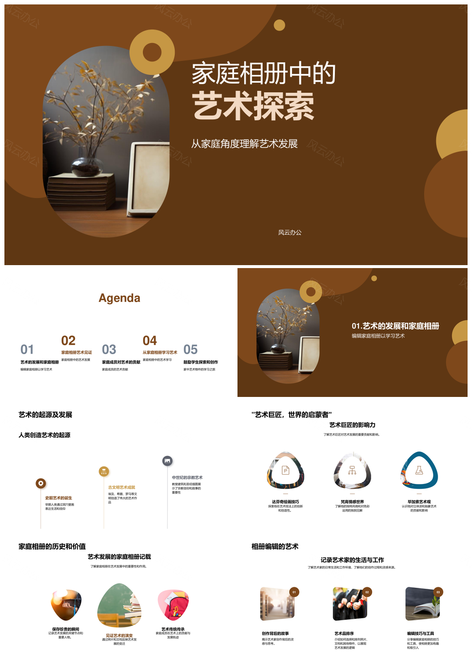 家庭相册艺术巨匠教育发展探索PPT模板