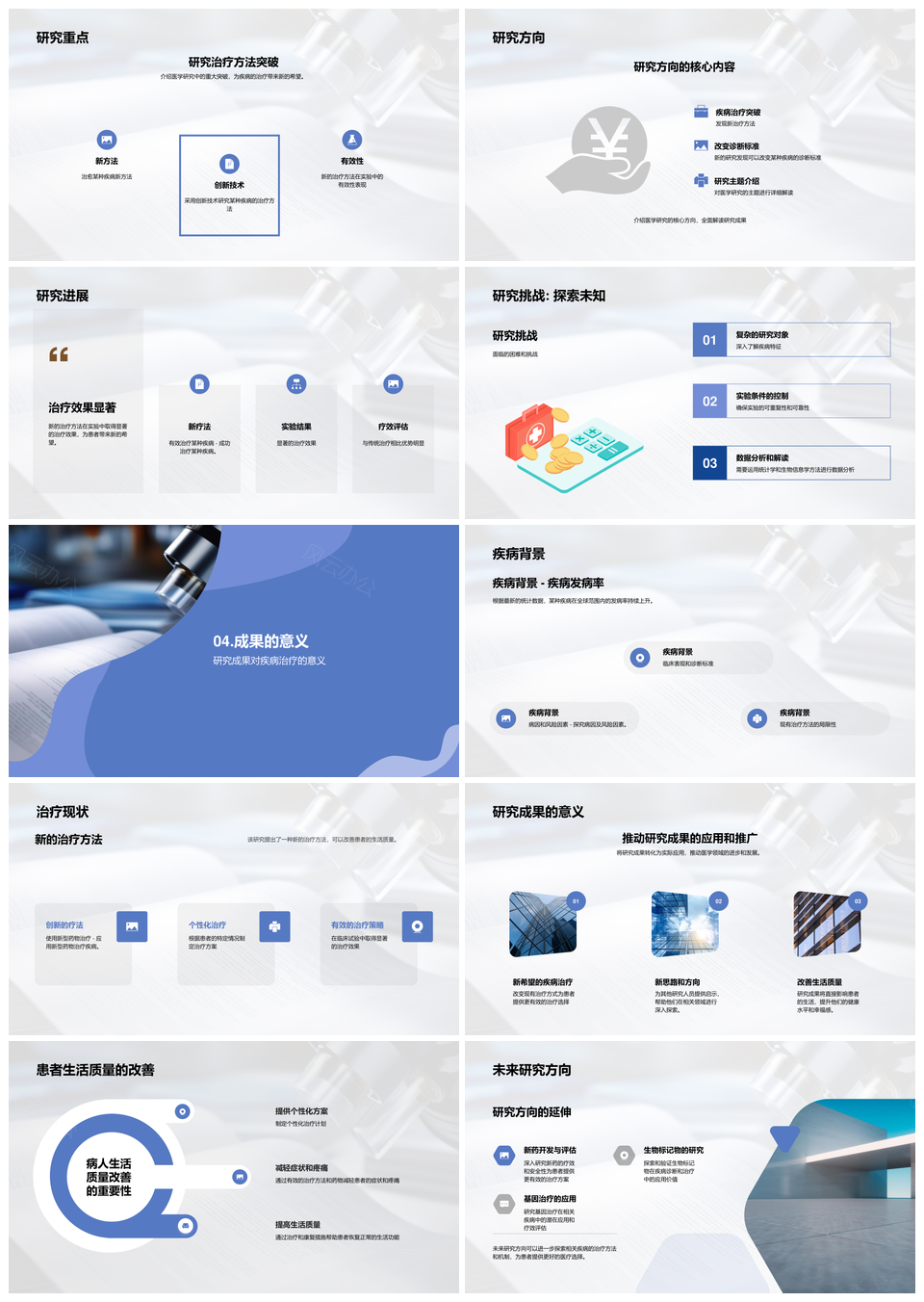 医学教授研究人员学术会议研究领域成果发布PPT模板