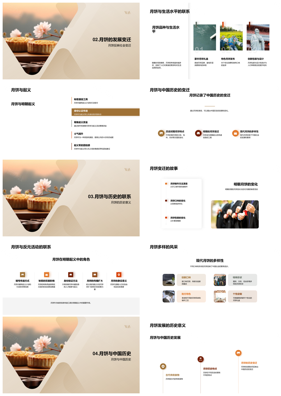中秋月饼起源发展与中国历史融合PPT模板