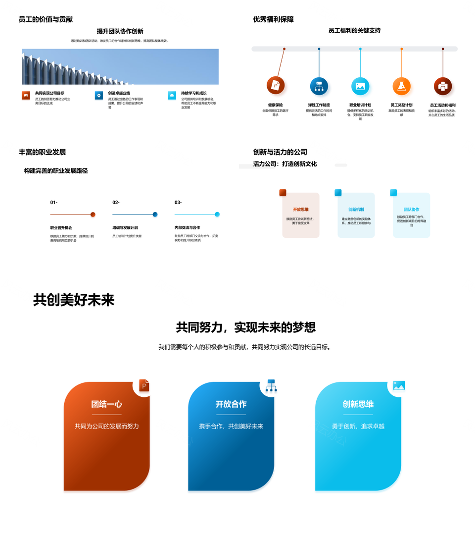 科技引领创新发展员工共创未来城市PPT模板