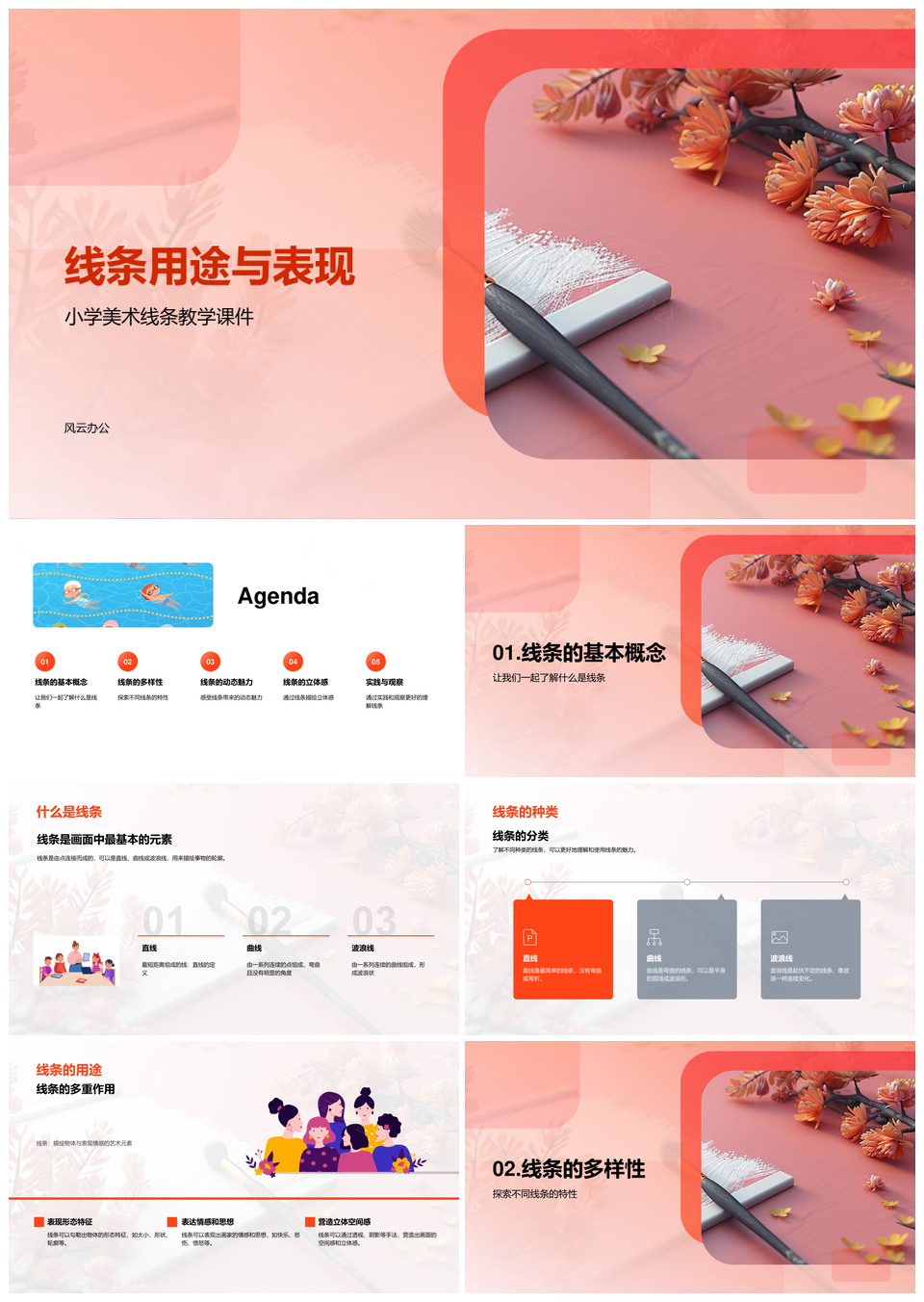 线条动态立体表现与空间实践观察PPT模板