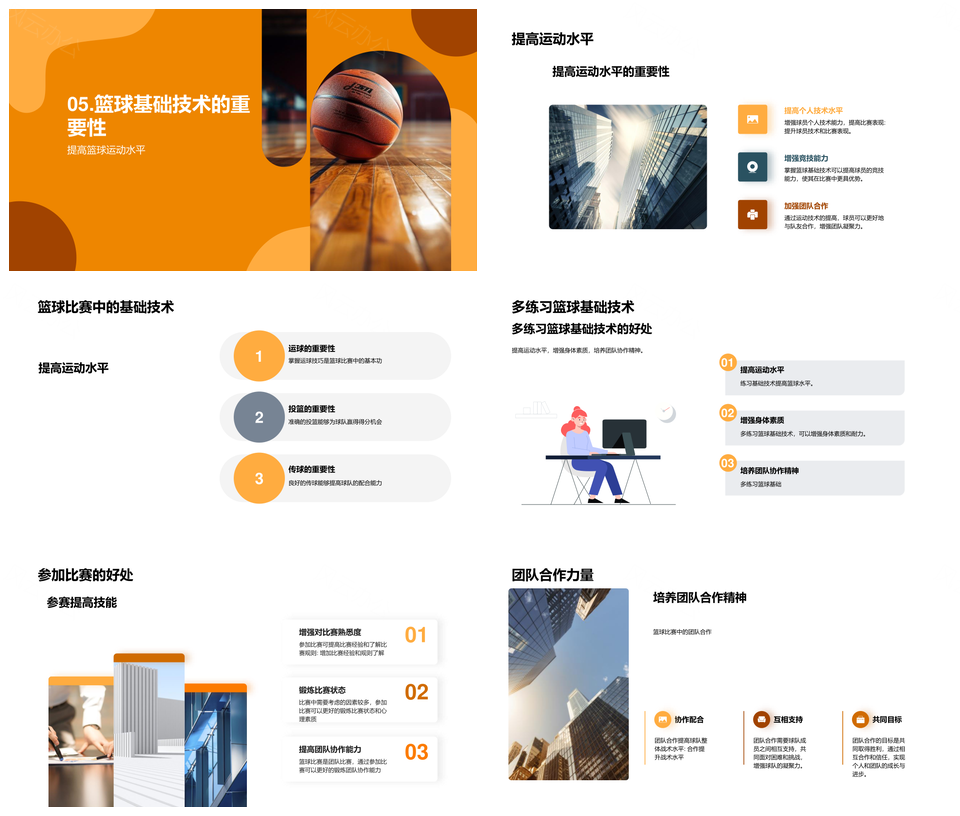 初中篮球运投传基础技术教学演示PPT模板