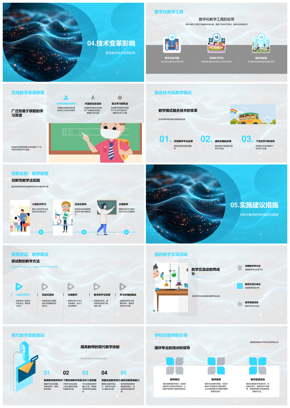 新技术融合创新数学教学实践提升参与度PPT模板
