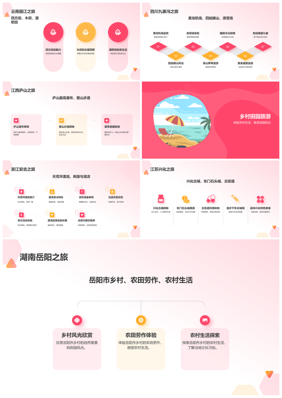 夏季海滨山地避暑田园旅游美食活动策划PPT模板