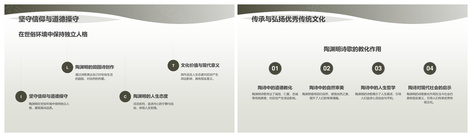 陶渊明东晋田园诗人历史艺术教育培训PPT模板