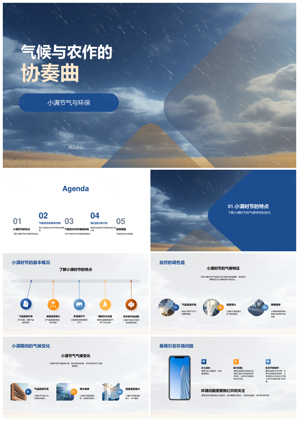 小满气候变化科学护麦田环保农作PPT模板