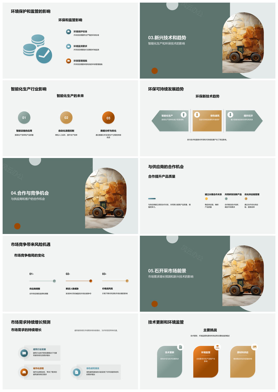 石材开采升级挑战机遇装饰用石需求增长环保技术监管前景PPT模板
