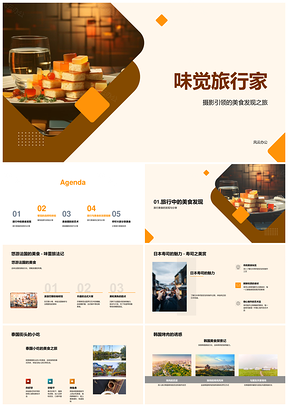 寻味旅行家镜头探选特色美食PPT模板