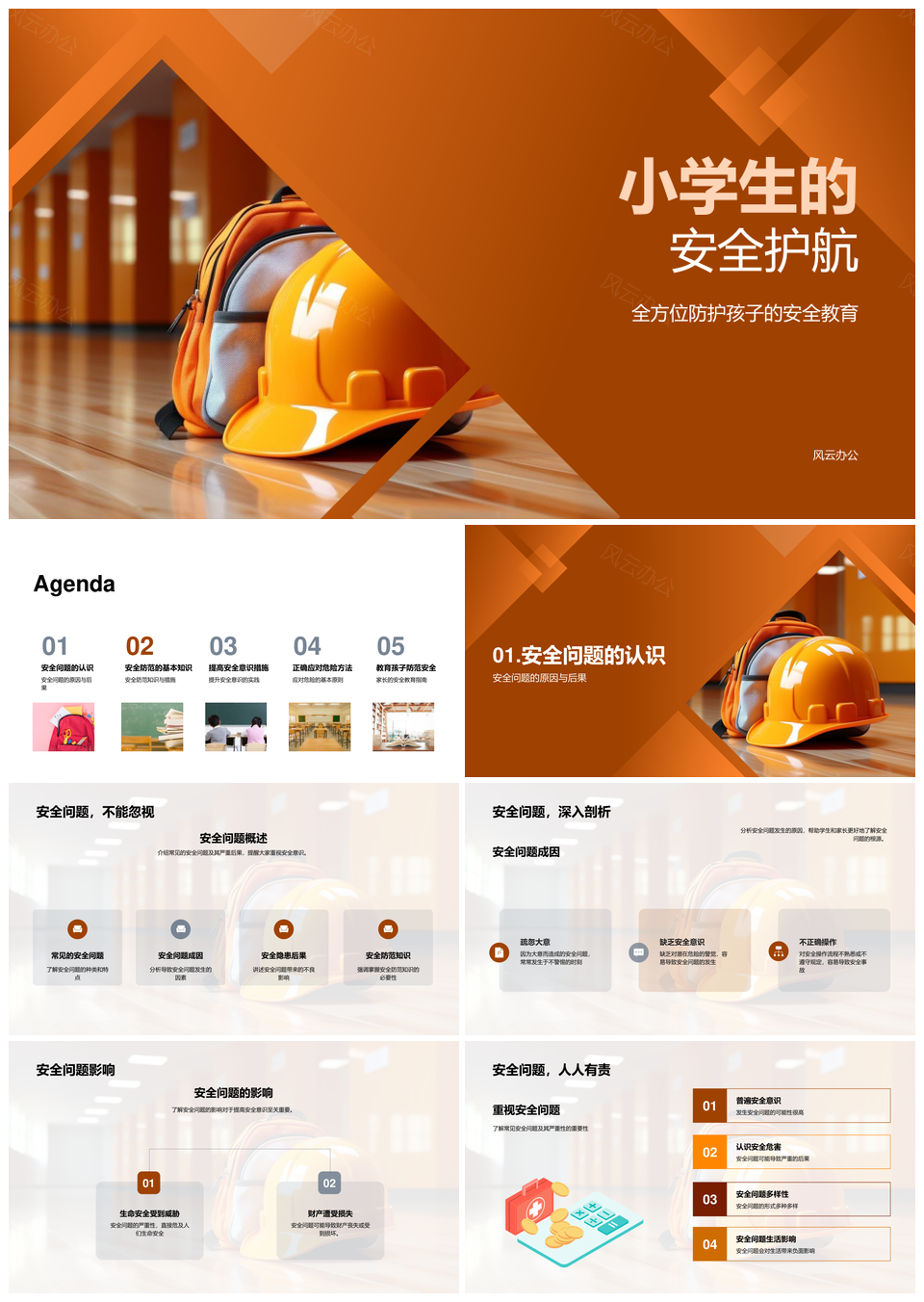 小学生安全头盔意识培养护航安全PPT模板