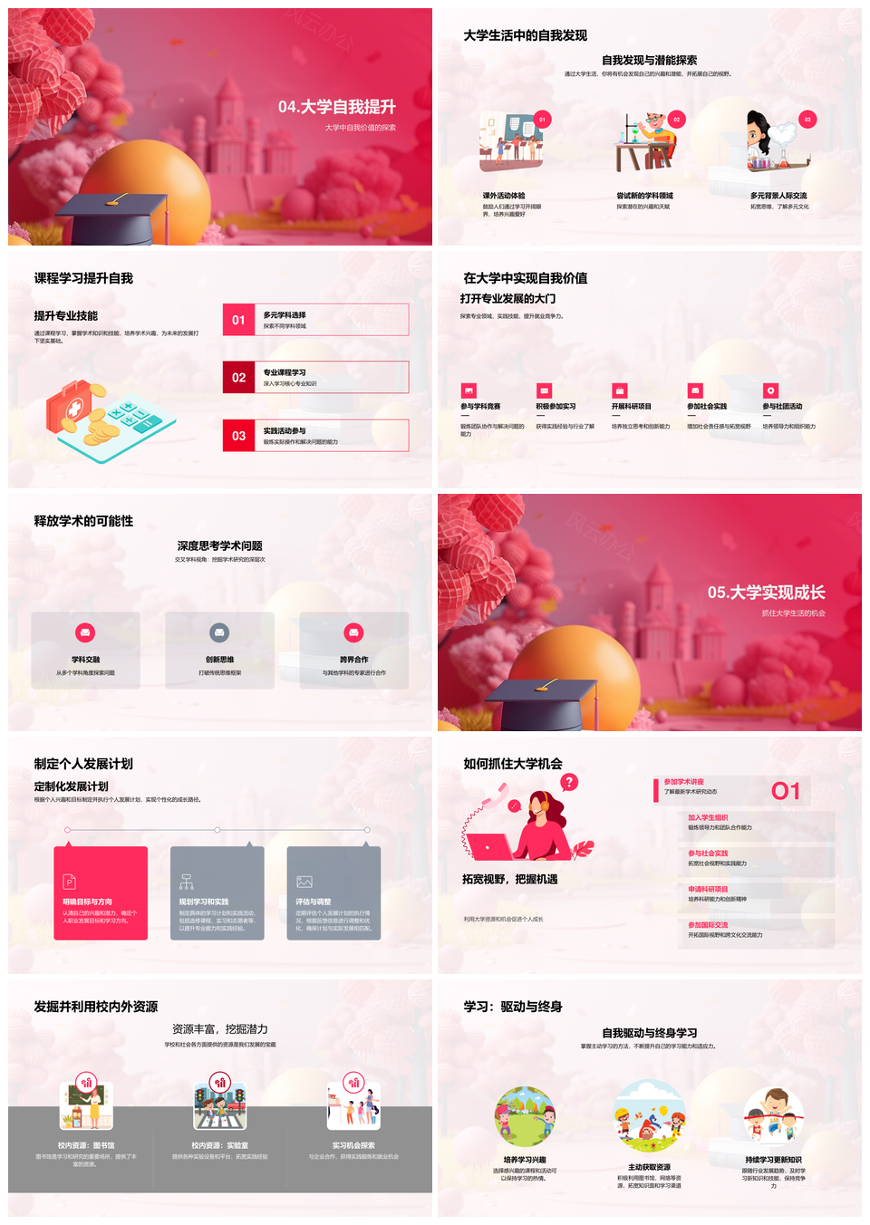 大学生活规划与学术创新提升PPT模板