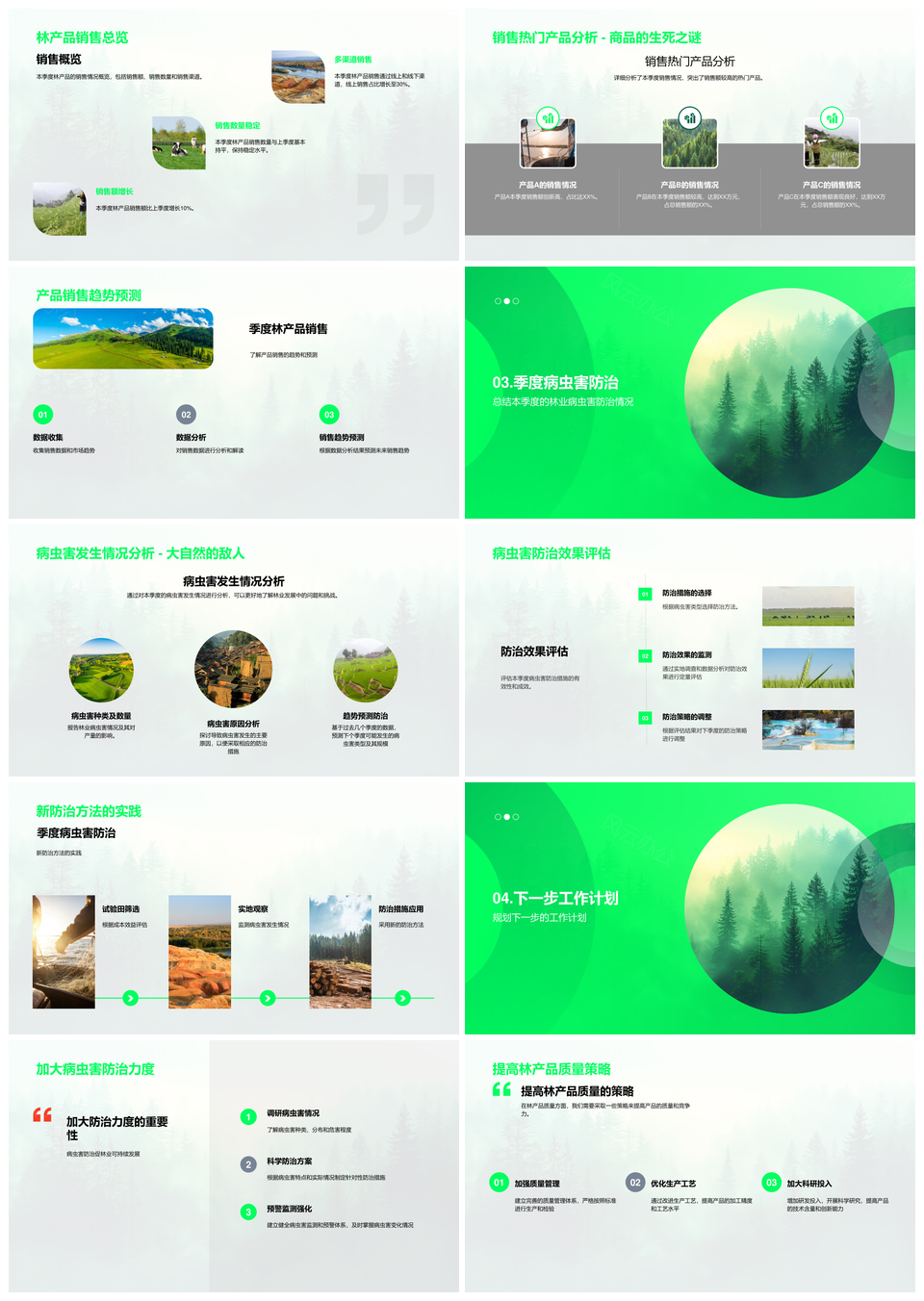 林业季度林产品销售趋势病虫新防治发展分析PPT模板