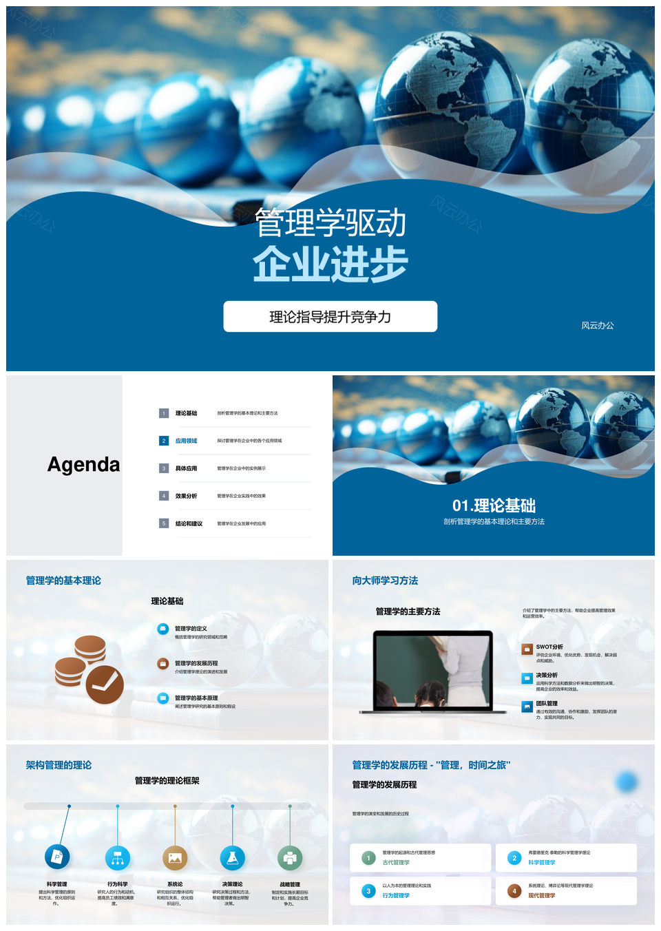 管理学理论驱动企业策略组织竞争力提升PPT模板