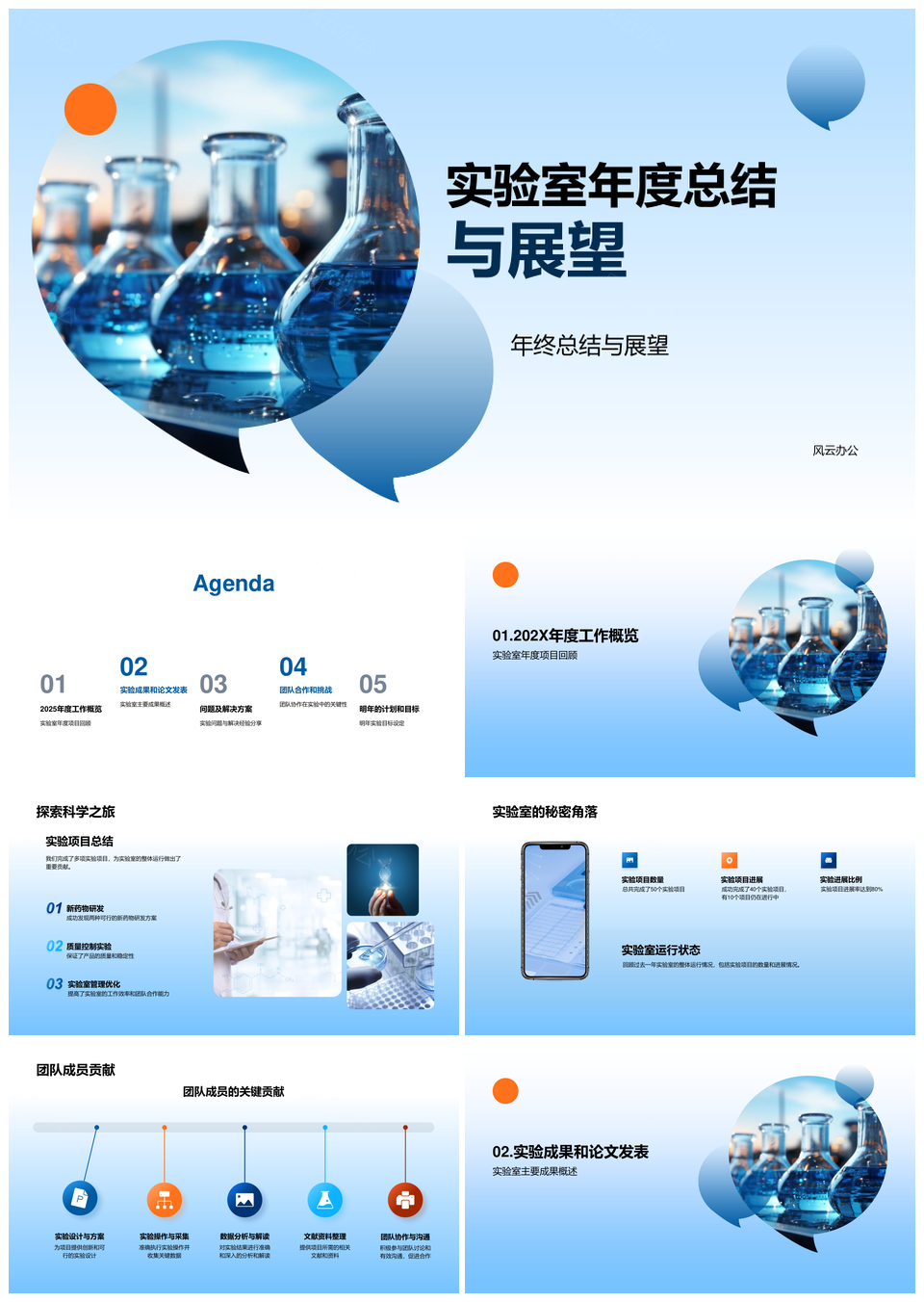 2025生物医疗化学实验室年终总结展望团队成果PPT模板