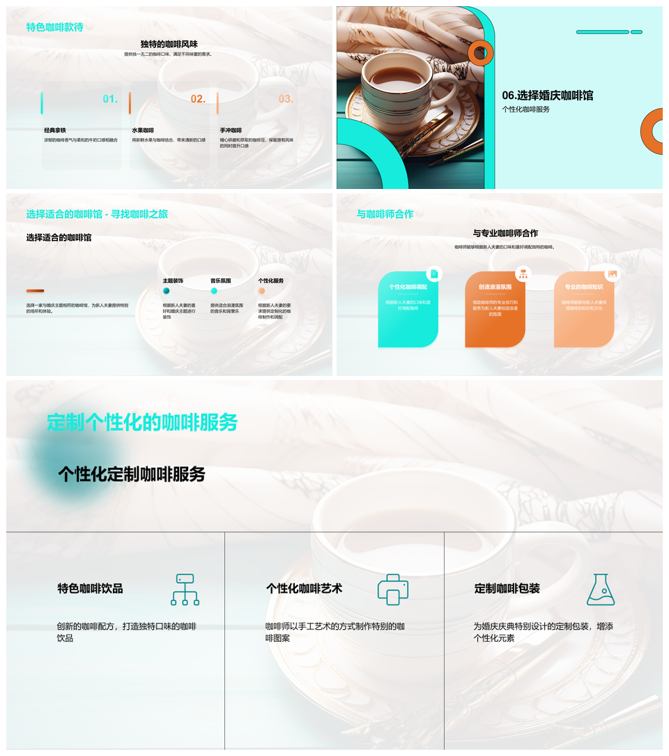 咖啡馆婚庆浪漫新人夫妻邂逅时刻PPT模板