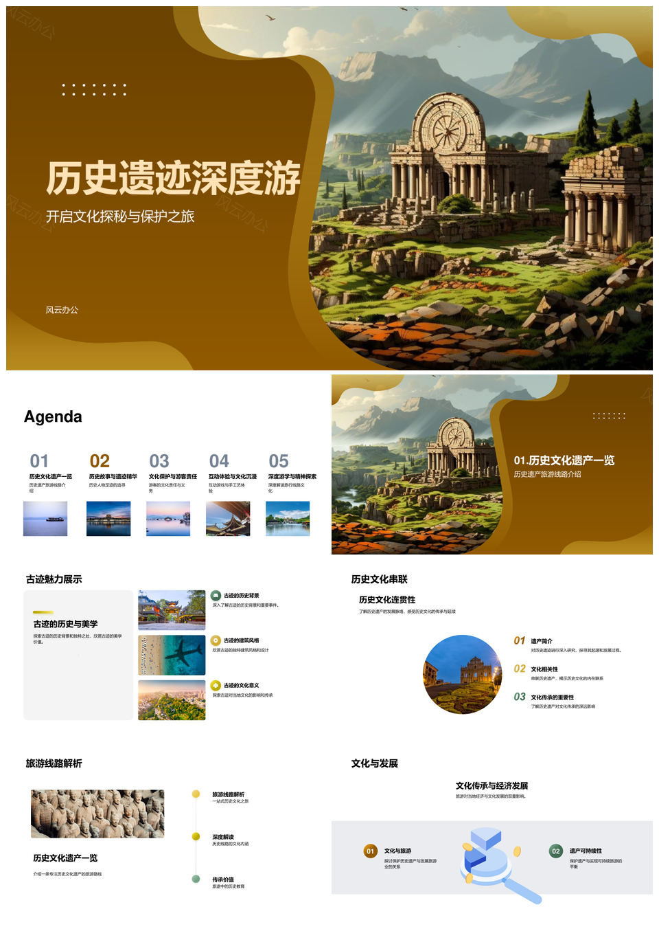 历史文化遗产深度游守护古迹魅力责任PPT模板