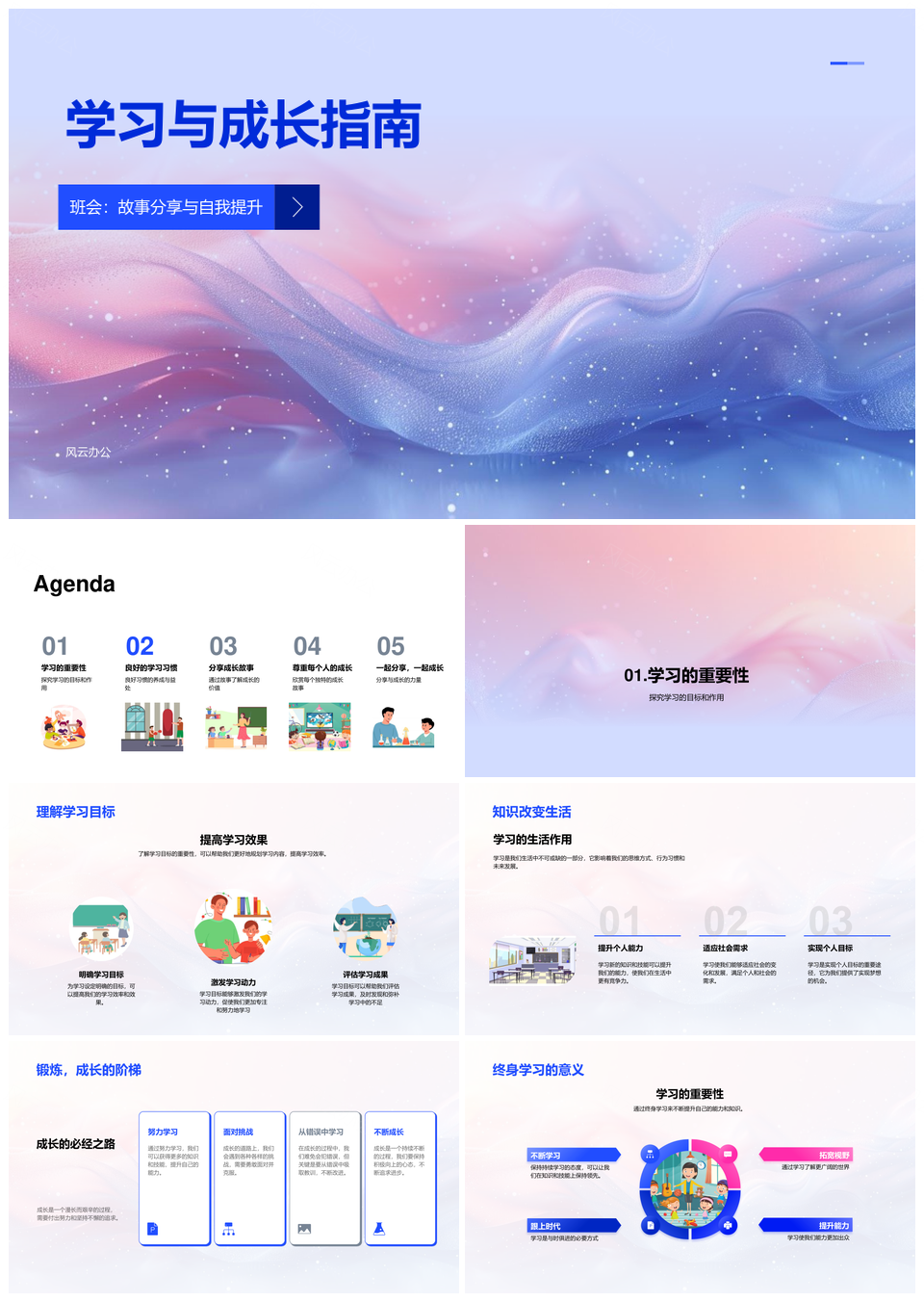 学习成长班会故事分享自我提升指南PPT模板