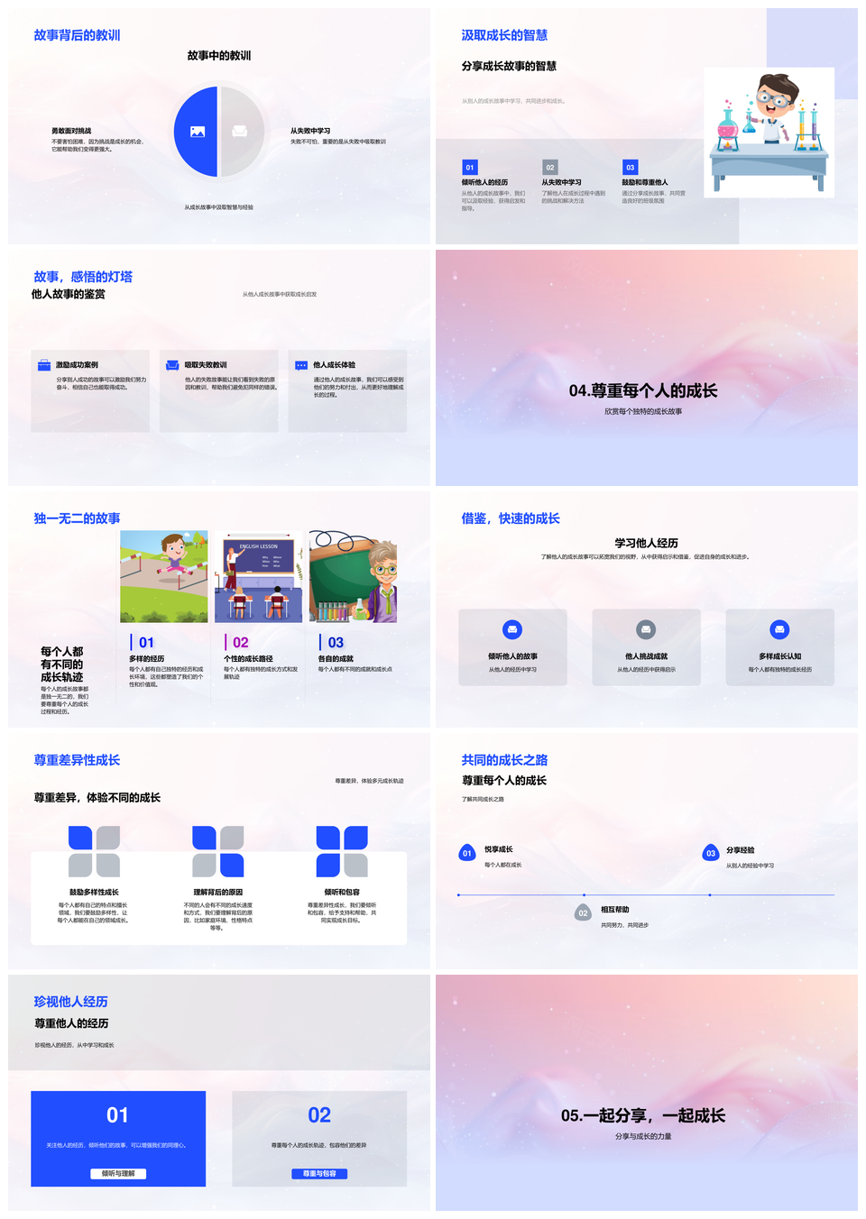 学习成长班会故事分享自我提升指南PPT模板