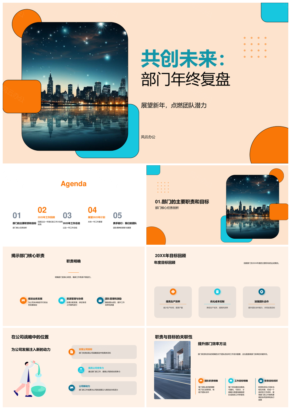 2025部门年终复盘战略计划团队潜力共创未来城市PPT模板