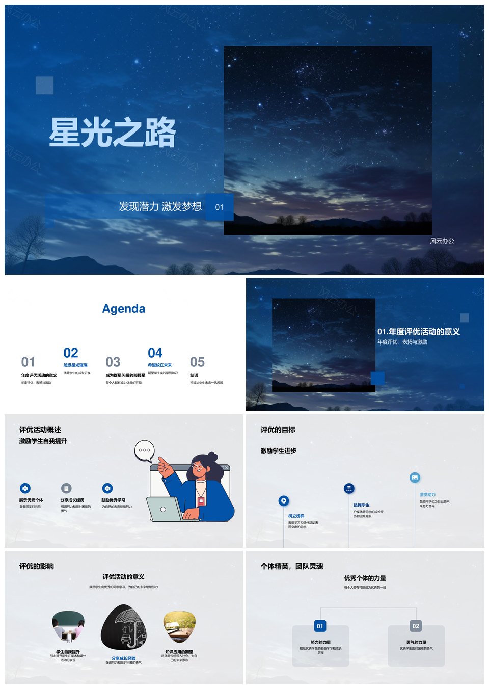 星光之路年度评优优秀学子成长记PPT模板