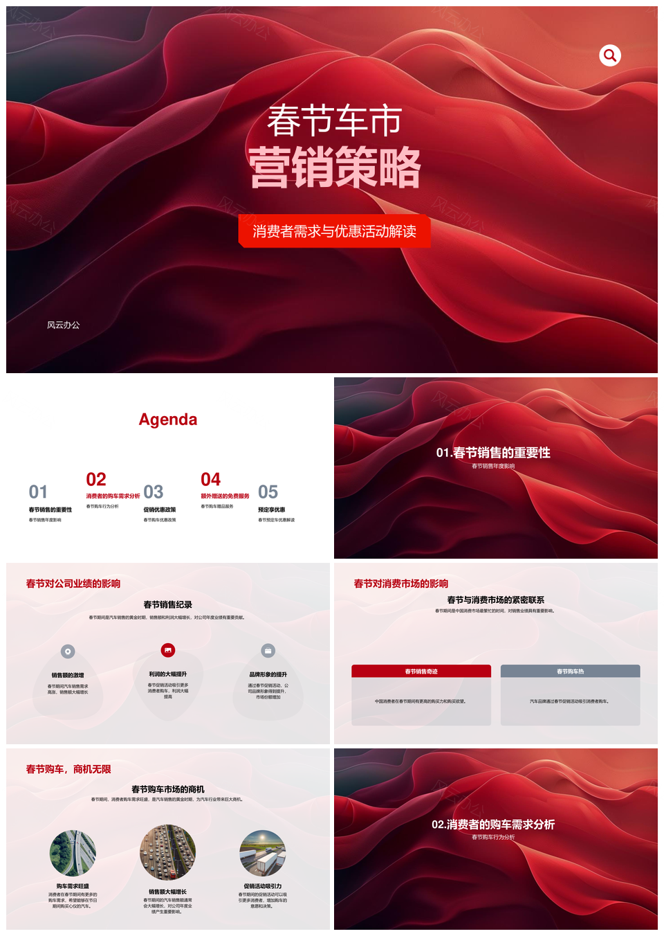 春节车市营销策略优惠促销满足购车需求PPT模板
