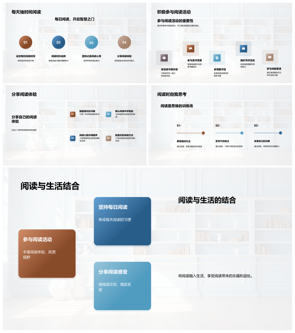 阅读力量滋养心灵启迪思考拓展视野PPT模板