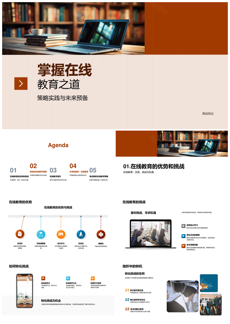 在线教育挑战优势策略互动工具未来预备PPT模板