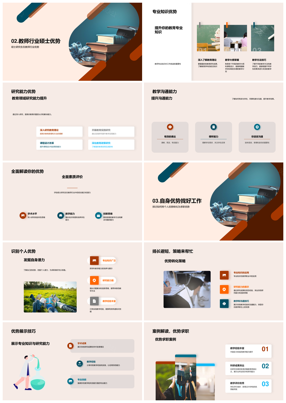 硕士教师求职优势转化行业趋势准备PPT模板