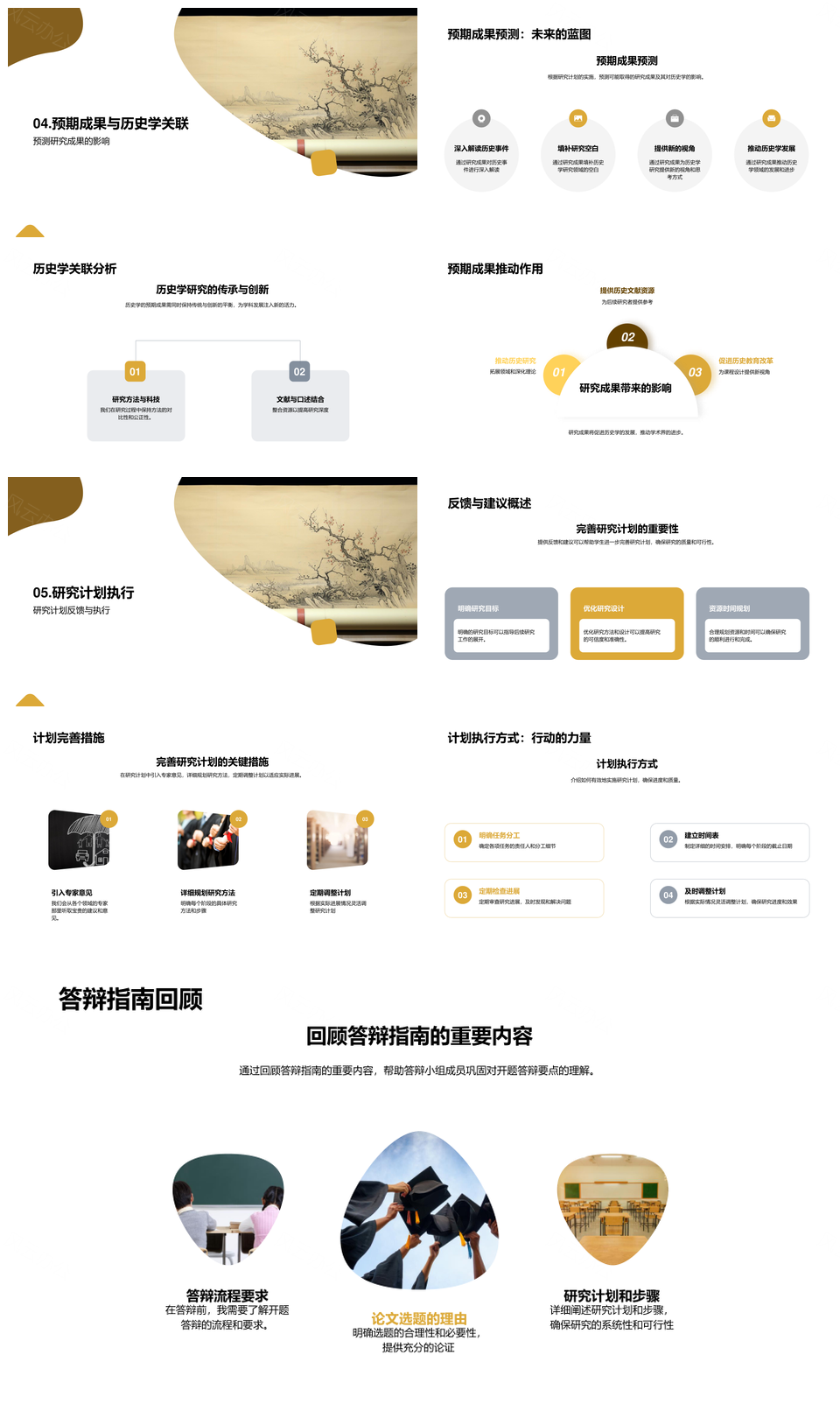 历史学开题答辩古代卷轴选题研究计划PPT模板