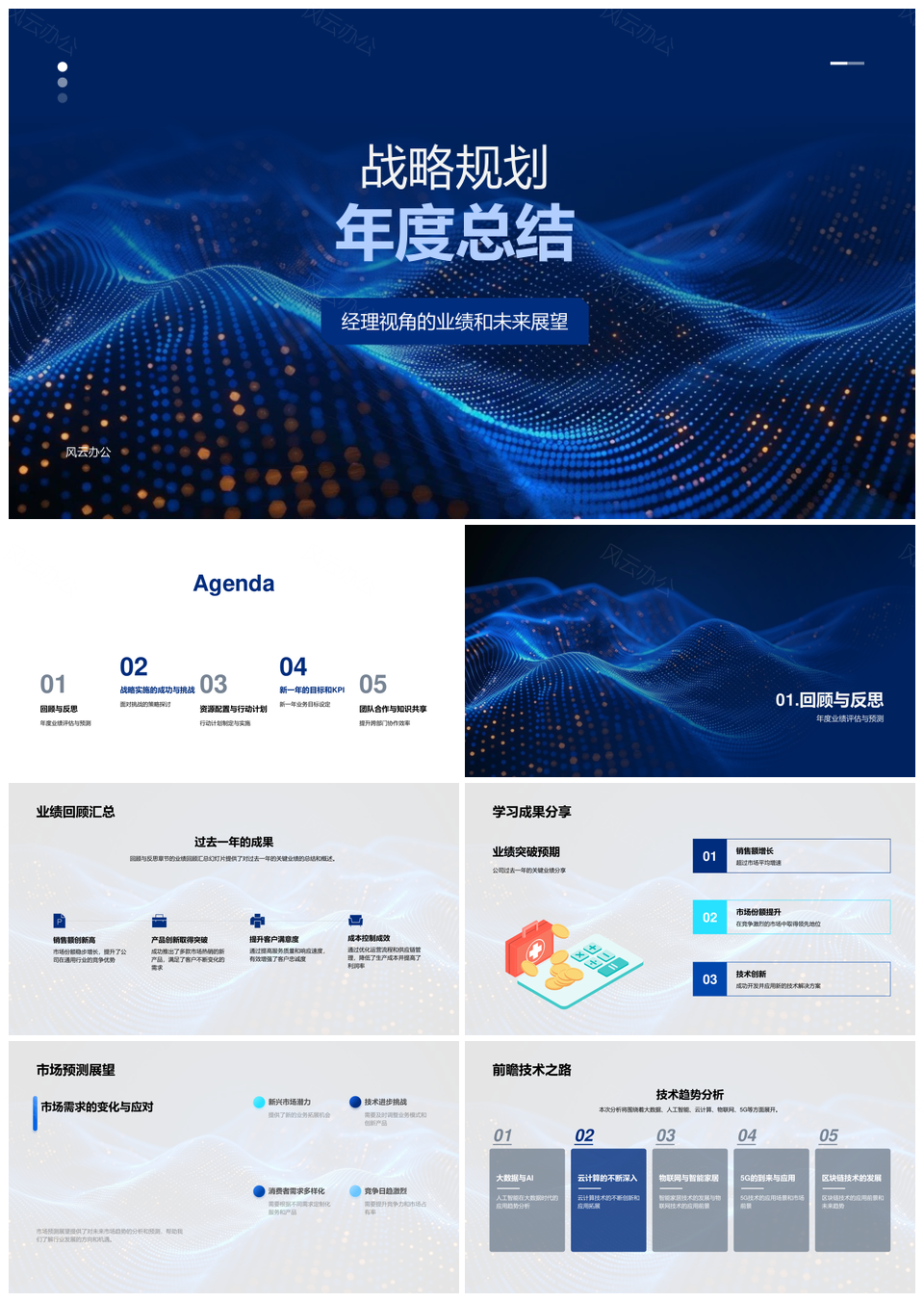 战略规划年度总结业绩市场技术趋势挑战调整PPT模板