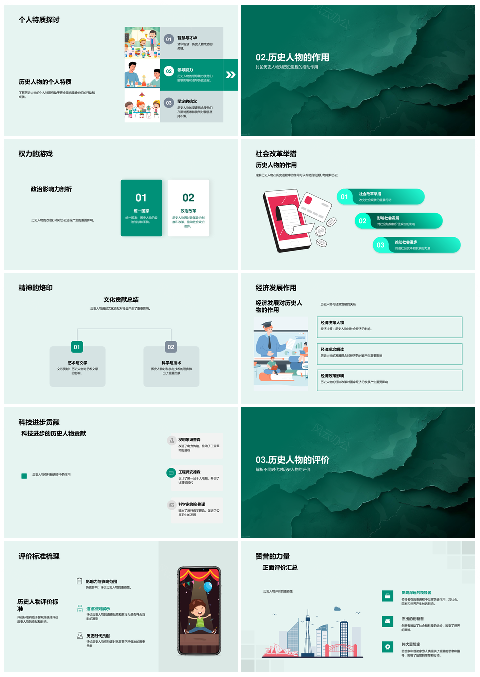2025历史人物影响进程成就评价与教训总结PPT模板