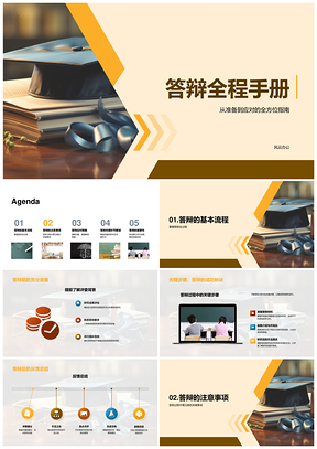 答辩全程全方位指南准备流程着装材料沟通毕业帽PPT模板