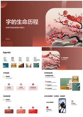 汉字演变古今形义字体生命历程PPT模板