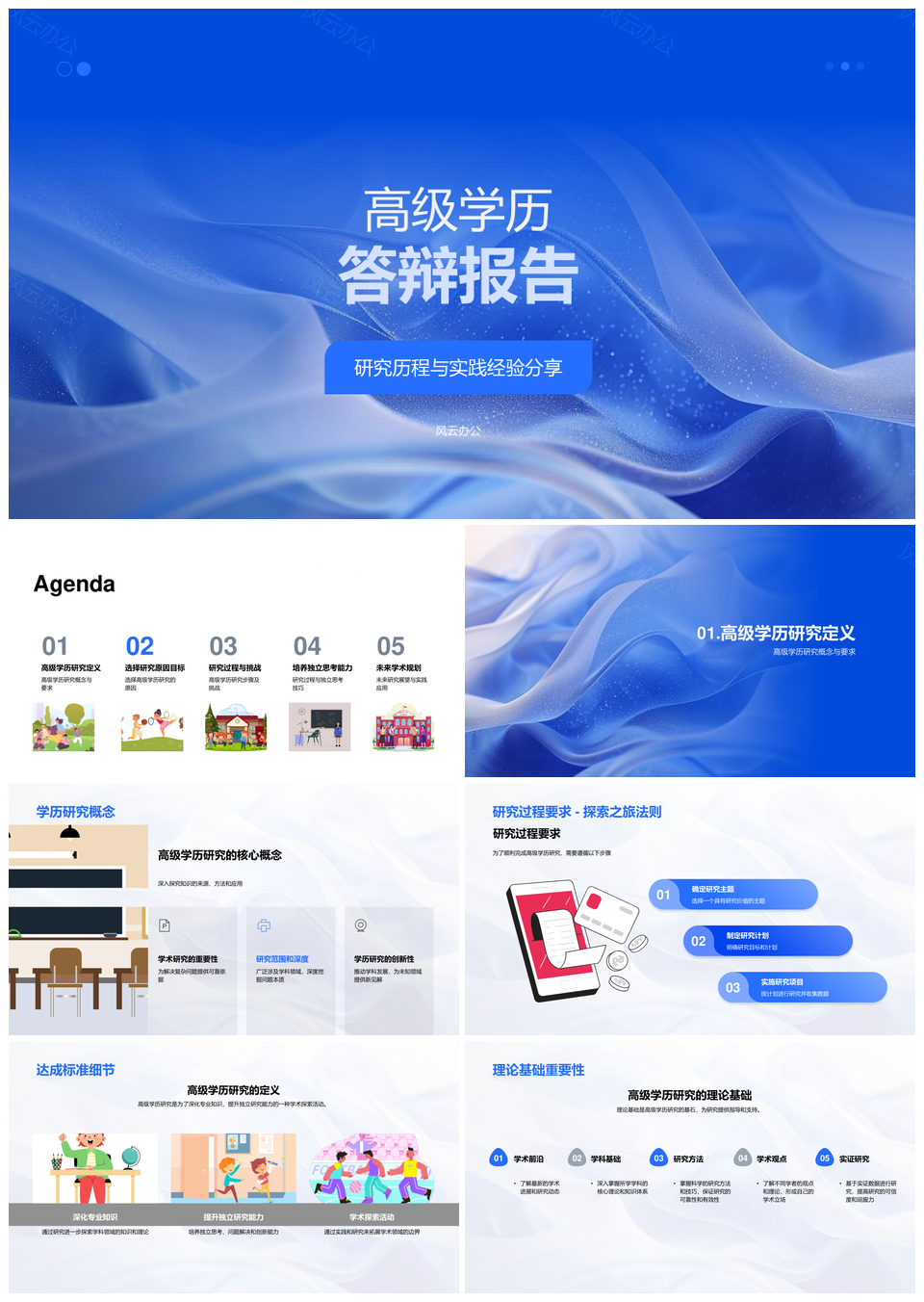 高级学历答辩研究历程与实践经验分享PPT模板