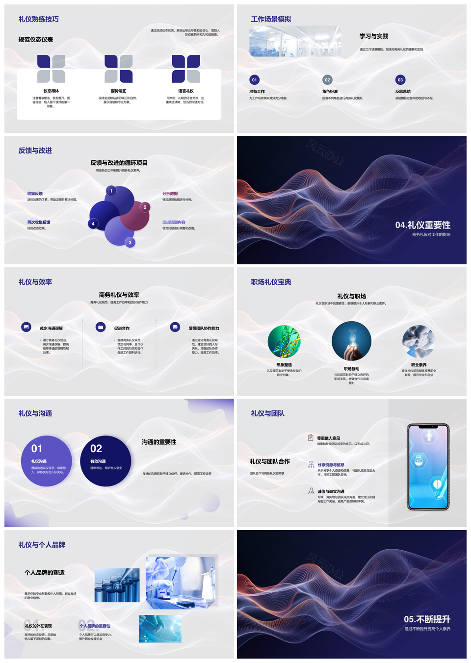 生物医疗行业商务礼仪科技人文平衡培训PPT模板