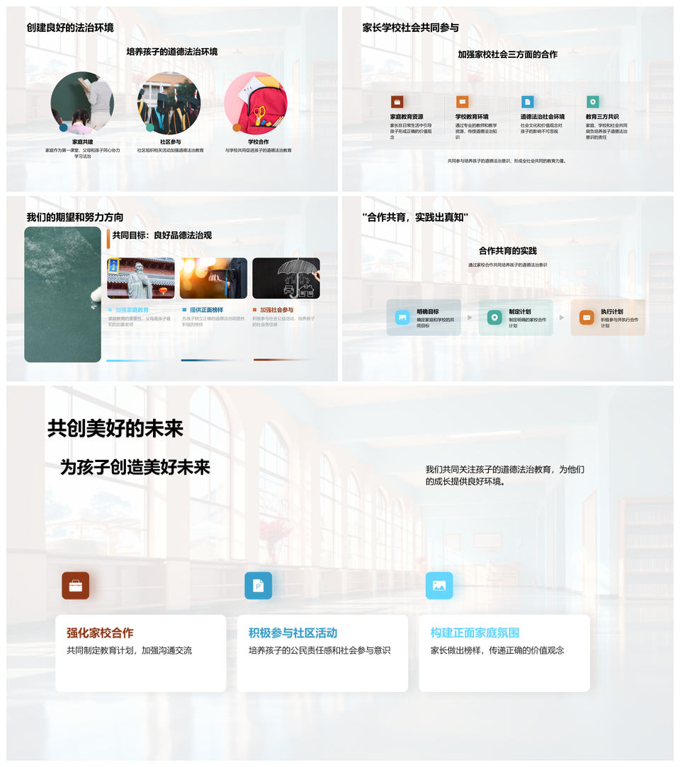 家校共育道德法治教育合作实践PPT模板