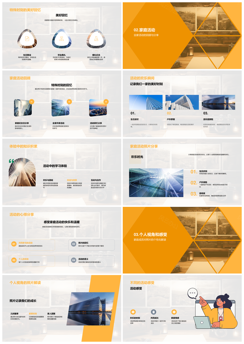 家庭相册纪念日事件活动回忆PPT模板