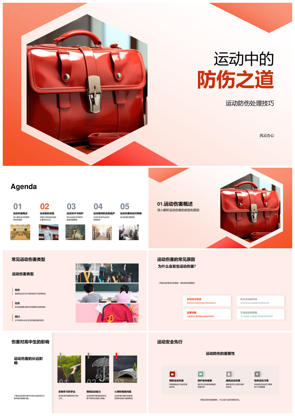 高中生运动防伤技巧与防护装备PPT模板