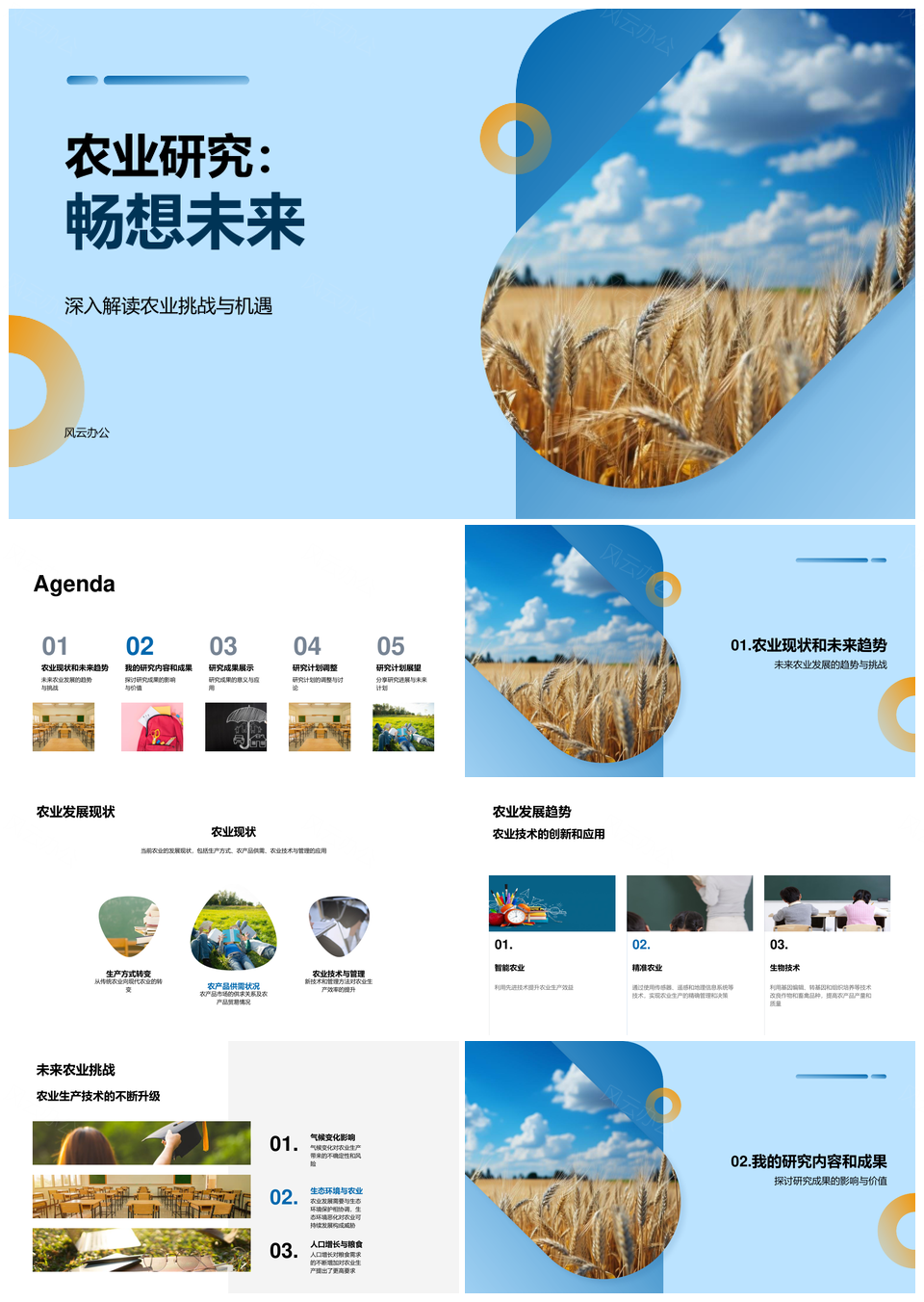 农业研究现状趋势挑战与麦田研究PPT模板