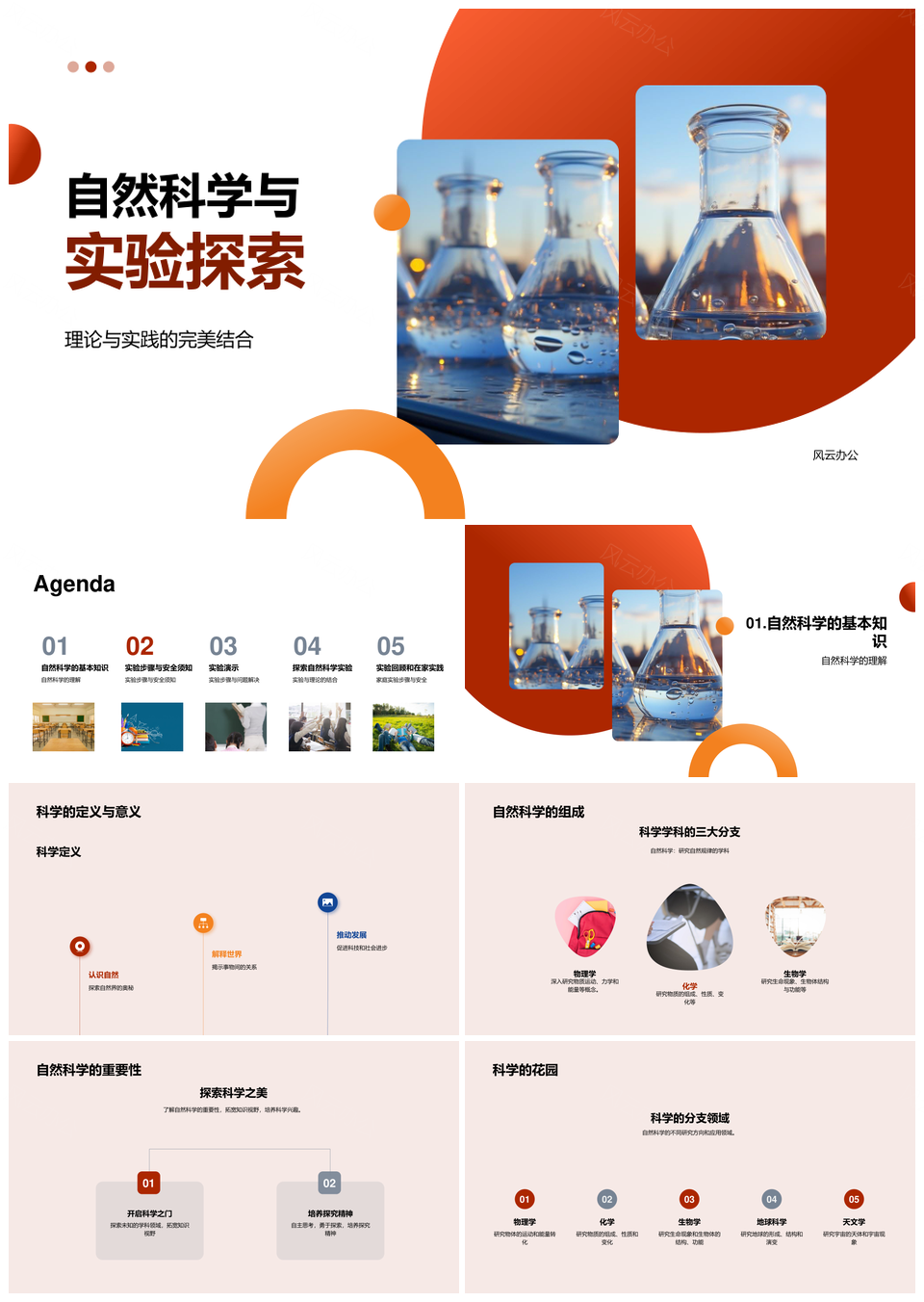 自然科学实验理论实践与显微探索PPT模板