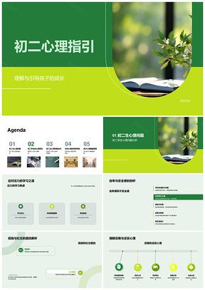 初二学生心理健康焦虑自卑反叛情绪人际指引PPT模板