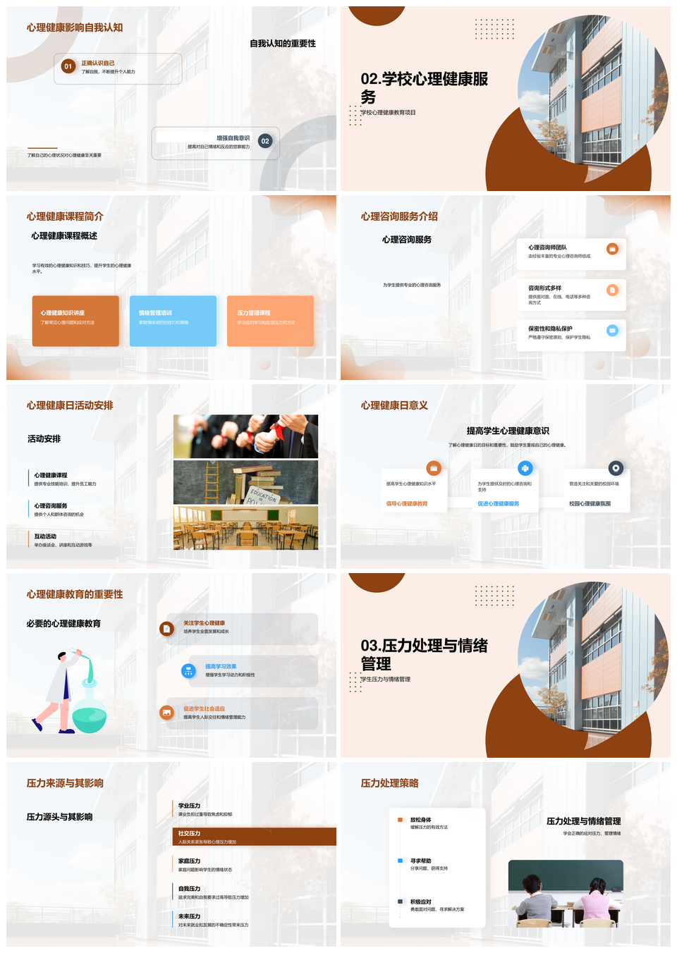 学生心理健康课程助力校园情绪压力管理PPT模板