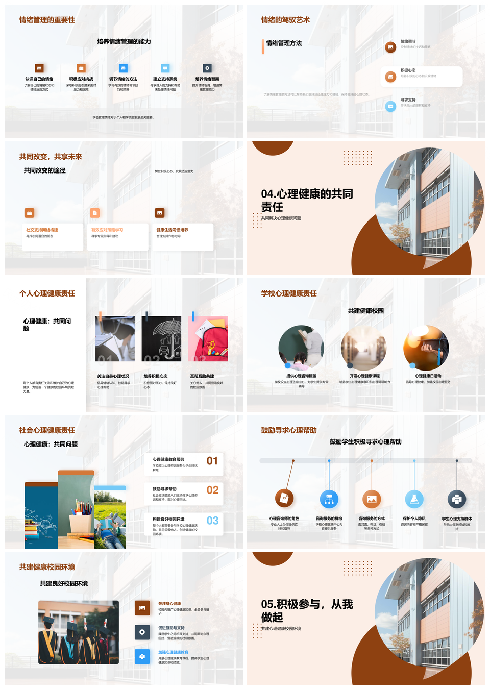 学生心理健康课程助力校园情绪压力管理PPT模板