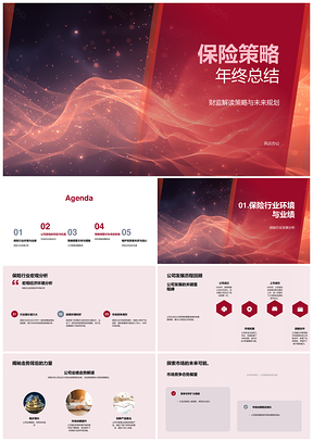 保险策略财监解读未来规划经济分析公司业绩市场风险PPT模板