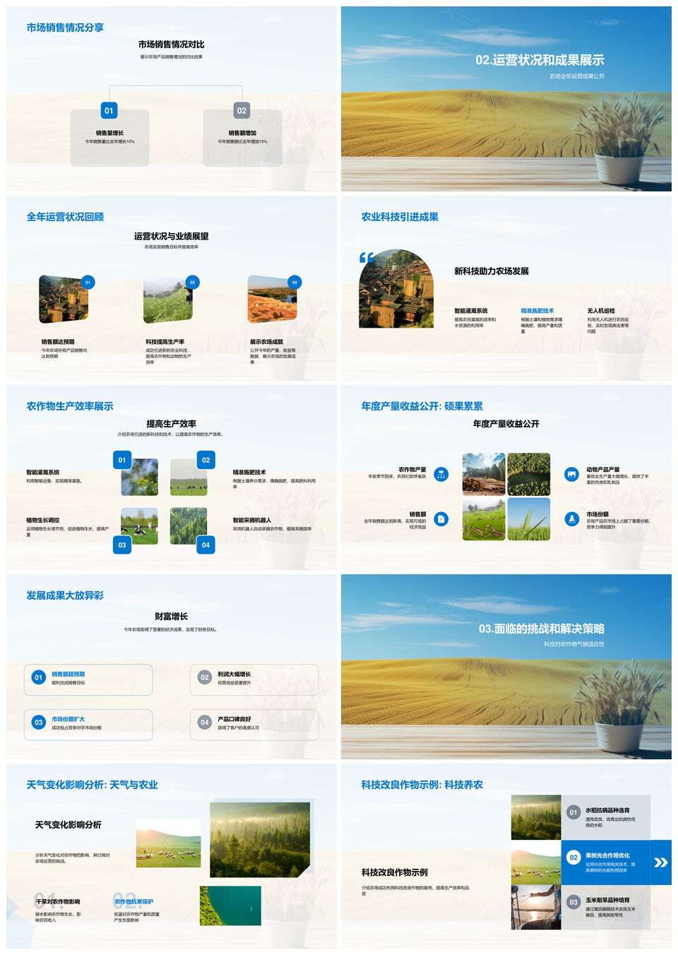 农场年度总结与展望农产科技气候销售效景PPT模板