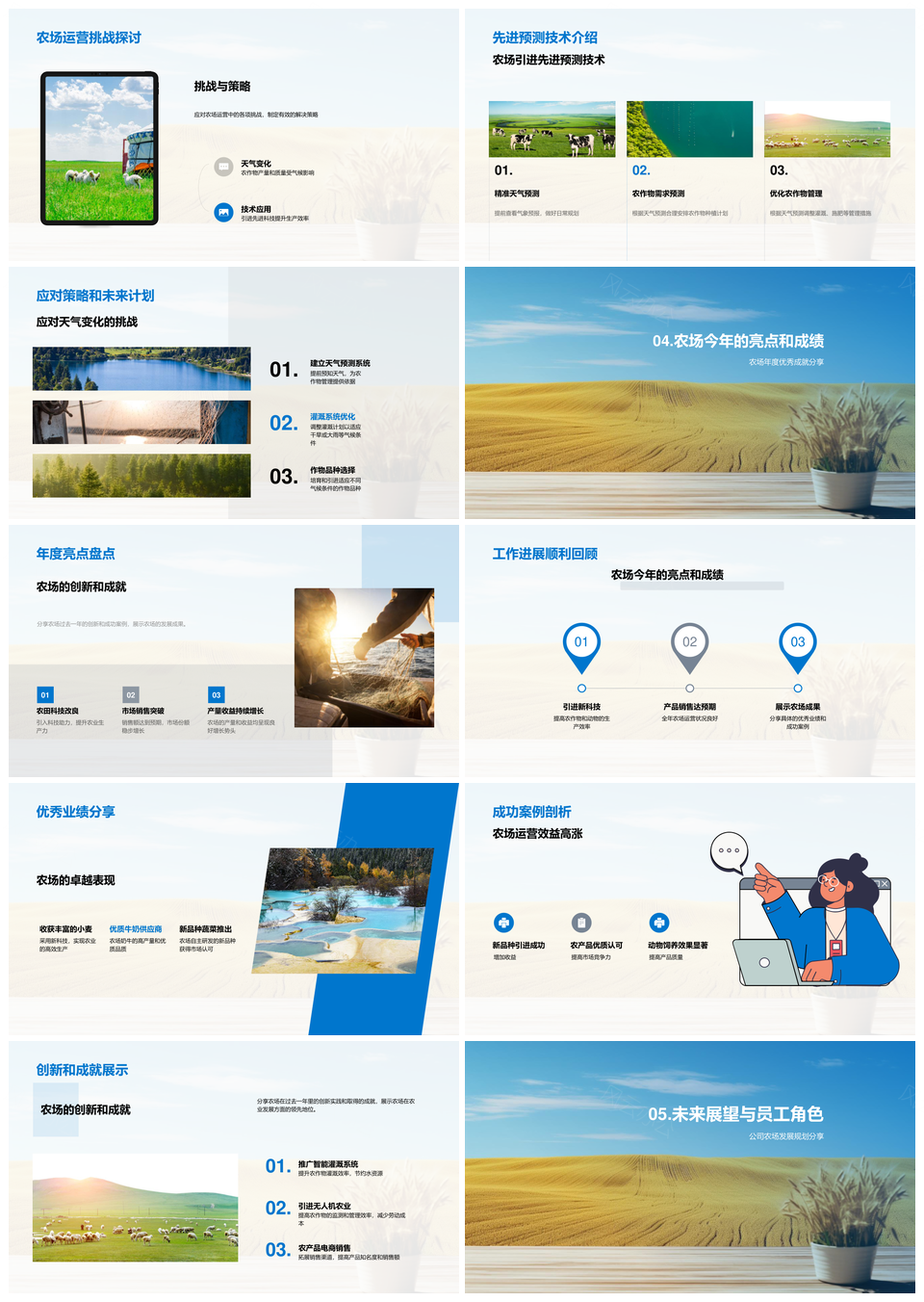 农场年度总结与展望农产科技气候销售效景PPT模板
