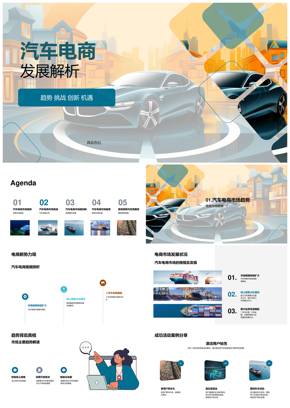 汽车电商电动化趋势与O2O融合运营PPT模板