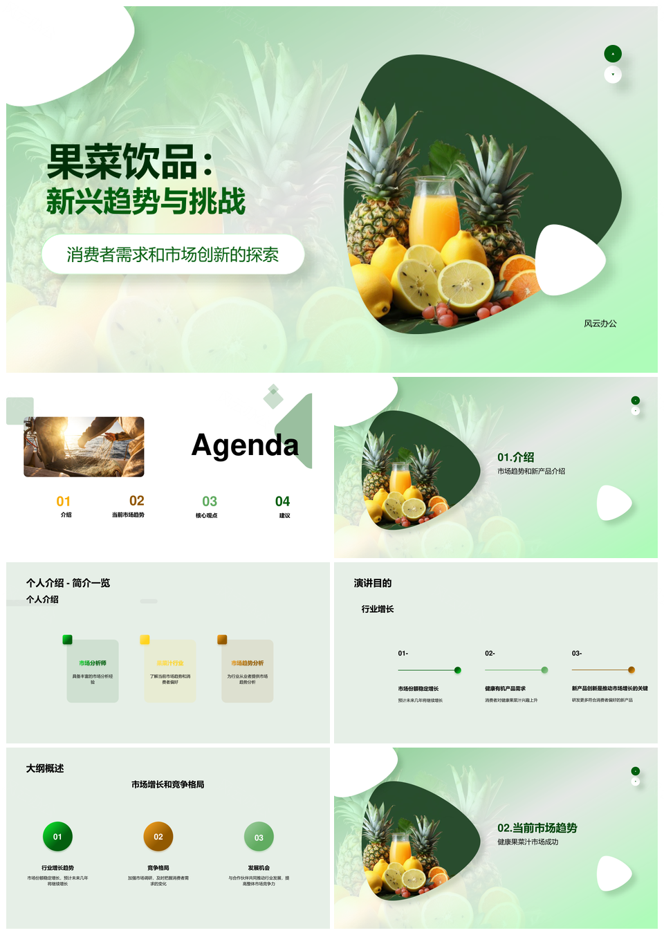 果菜饮品市场趋势健康天然产品创新消费者偏好PPT模板