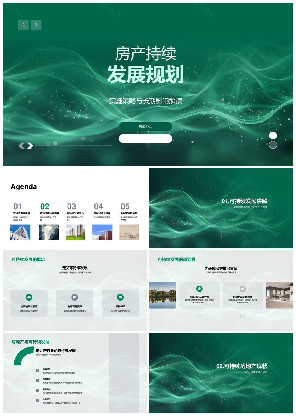 房地产可持续发展策略环保节能长期规划PPT模板