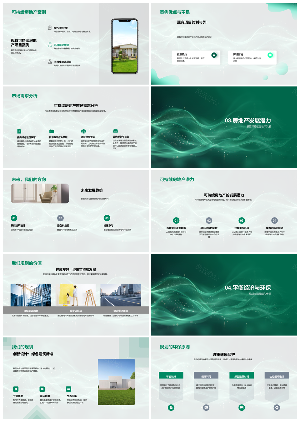 房地产可持续发展策略环保节能长期规划PPT模板